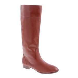 J. Crew Booker Chestnut Brown Italian Leather Flat Tall Riding Boots - 8.5